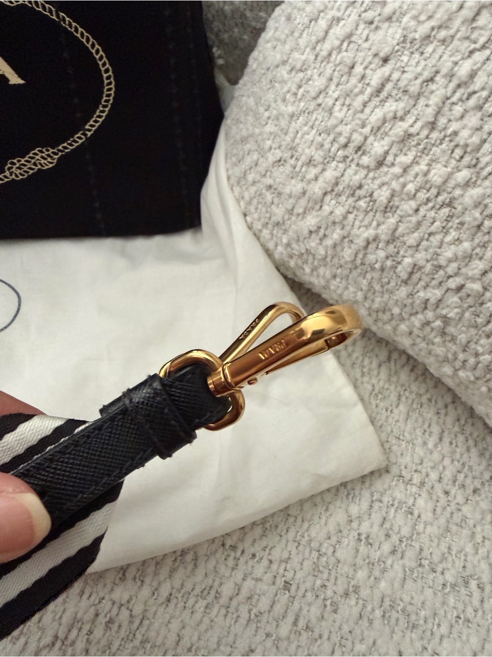 Prada Black Canvas Tote with Gold Logo - Picture 4 of 15